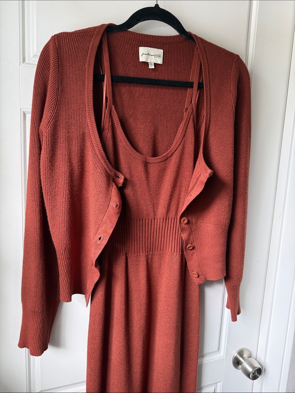 Freshman Rust Long Sleeve Knit Dress & Cardigan Set
